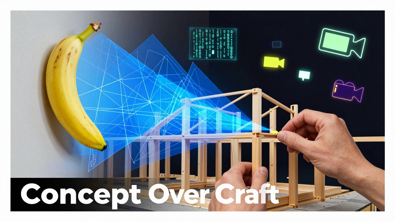 Abstract visualization of conceptual art ideas over physical craft