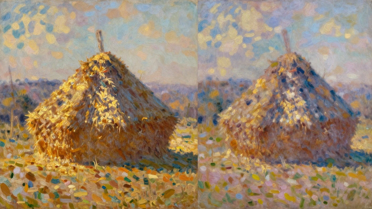 Comparison of realistic and impressionist haystack paintings