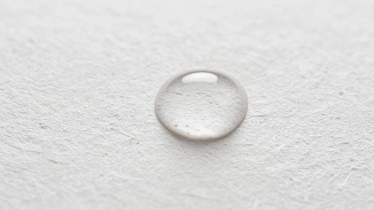 Close-up of water absorbing into textured watercolor paper fibers
