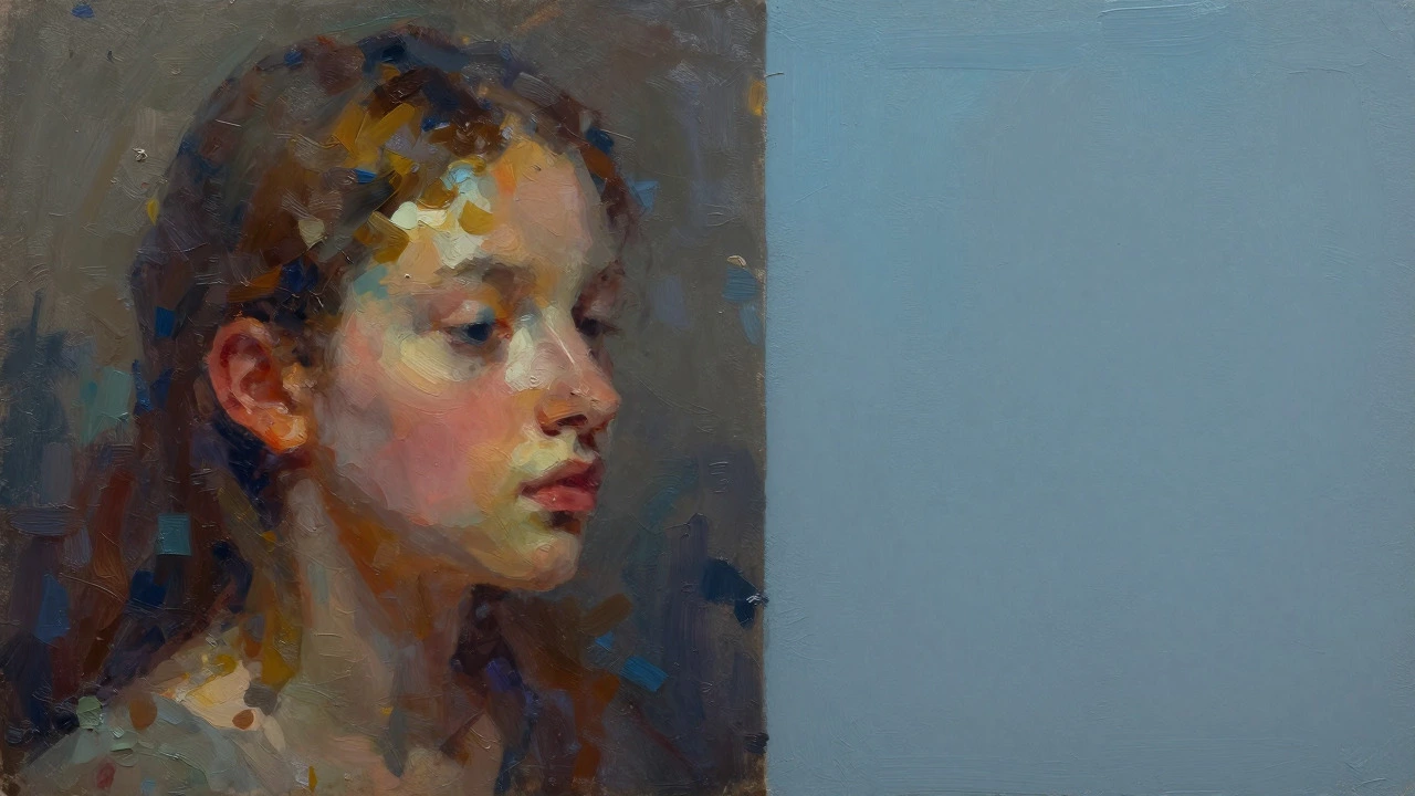 Comparison between textured traditional paint and flat digital art